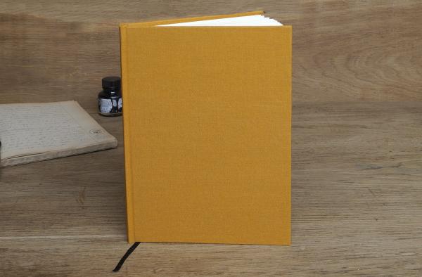 Fashionable notebook, linen mustard, high-quality writing paper